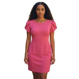 Liverpool LA Tulip Sleeve Sheath Dress Pink Punch Size 10 NWT $119